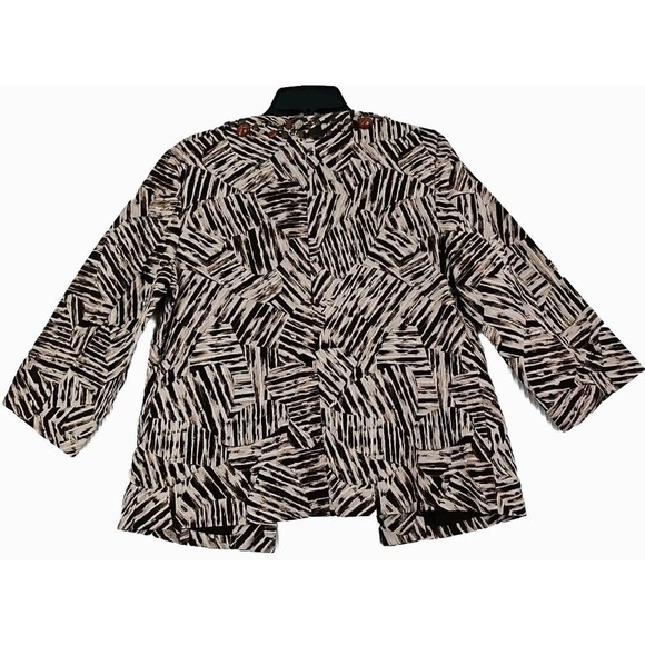 Chico’s ~Woman Size 1(M)~ Beige/Brown Blazer Fully Lined Jacket Beaded NWT. - Picture 9 of 9